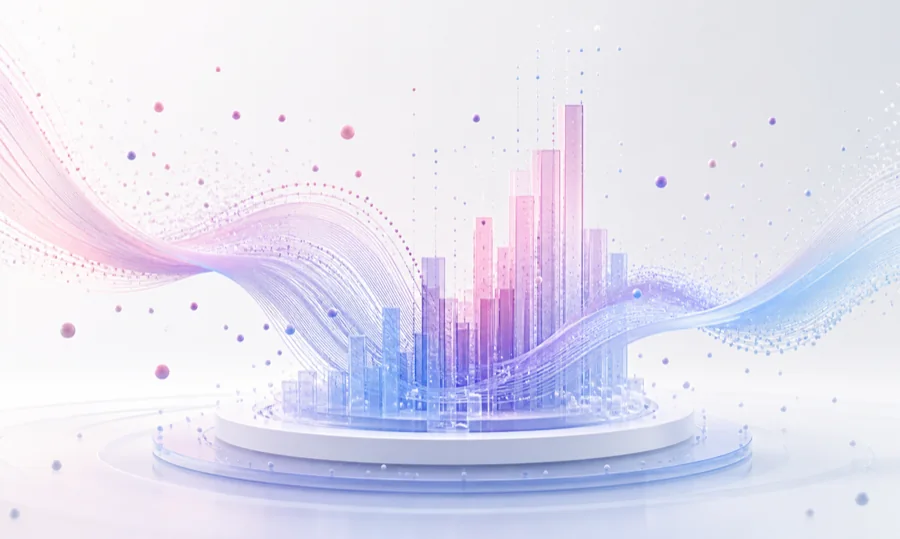 Flowing data streams forming a clear analytical visualization